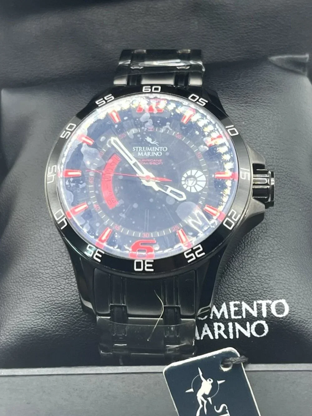 Strumento Marino Hurricane Men’s Diver Watch 300M Black Red - New